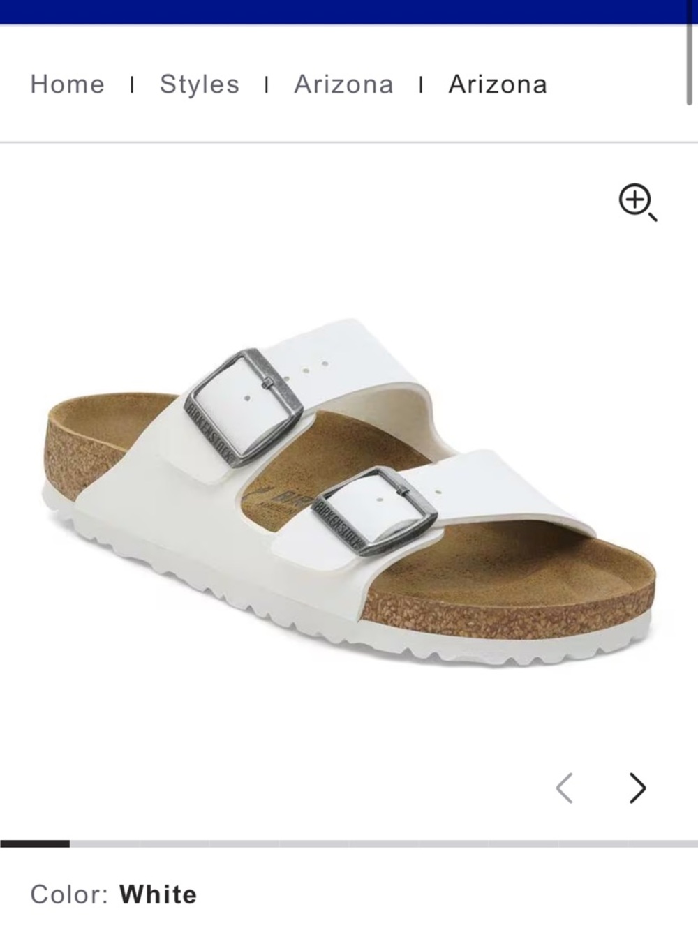 Birkenstock Arizona White Two-Strap Sandal
